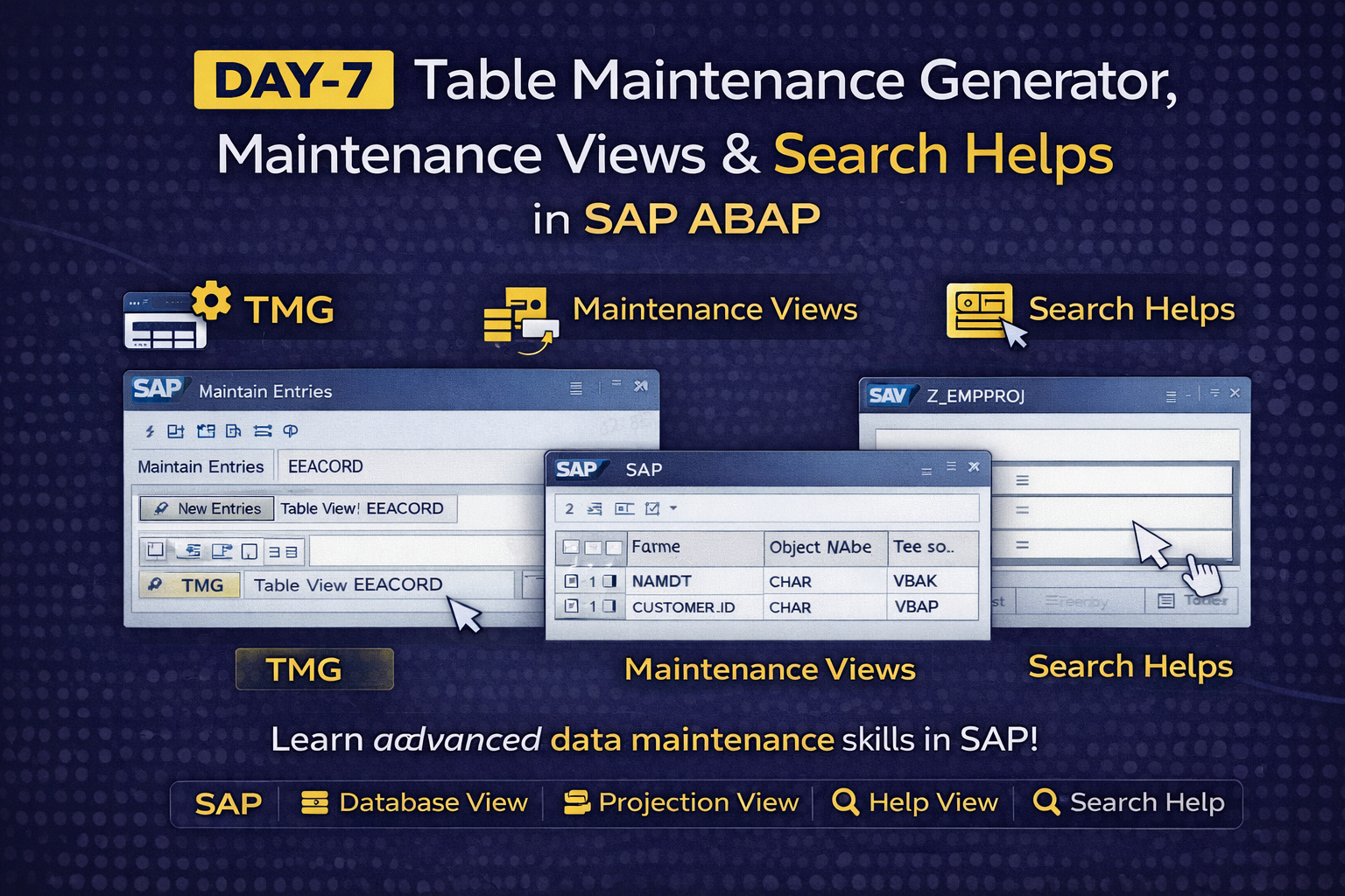 DAY-7: Table Maintenance Generator (TMG), Maintenance Views & Search Help in SAP ABAP