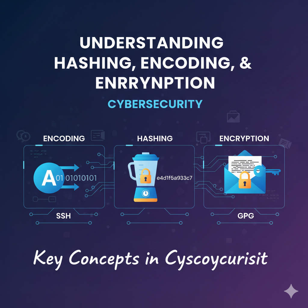 🔐 Understanding Hashing, Encoding, and Encryption in Cybersecurity