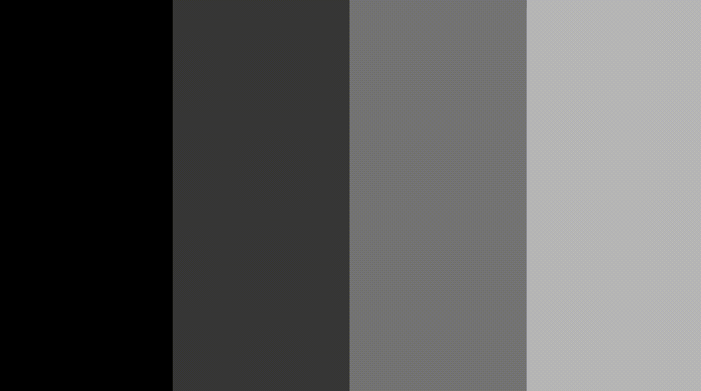 Quantized grayscale gradient in Godot, banding into fewer steps as the steps uniform is lowered