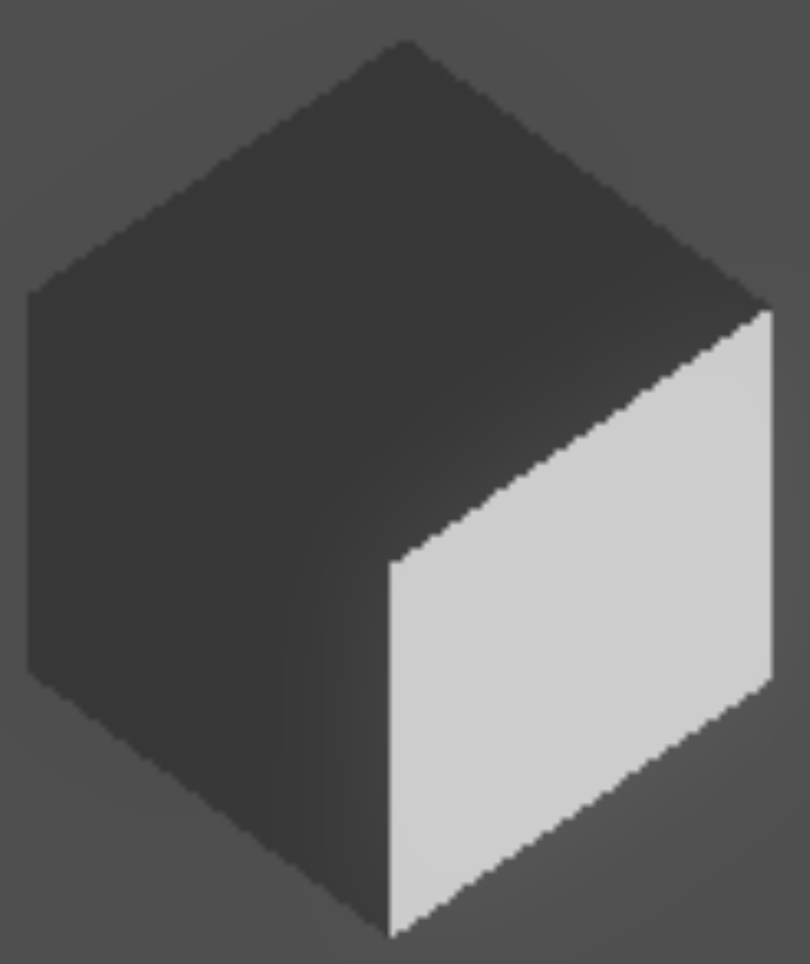 Upscaled cube with the Linear filter — soft, blurry edges