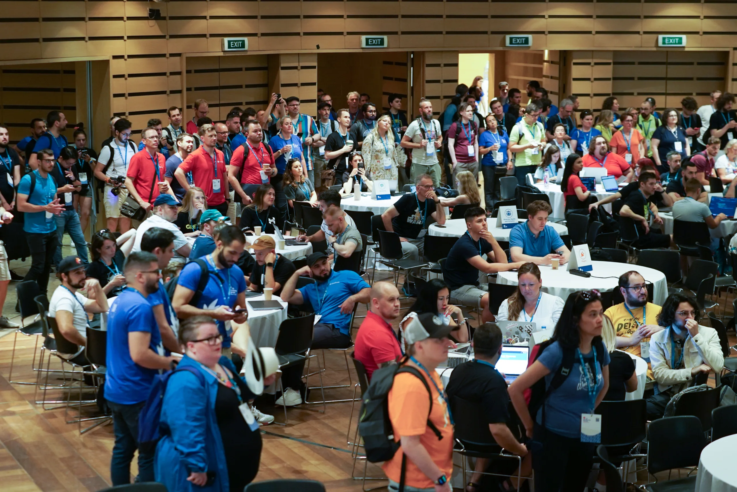 Many team tables during WordCamp Europe contributor day 2023