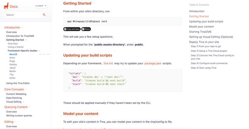 TinaCMS and Next.js guide.