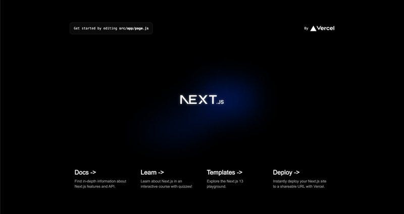Next.js default landing page.