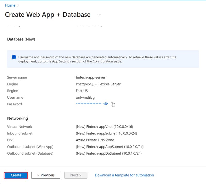 Saving your database credentials.