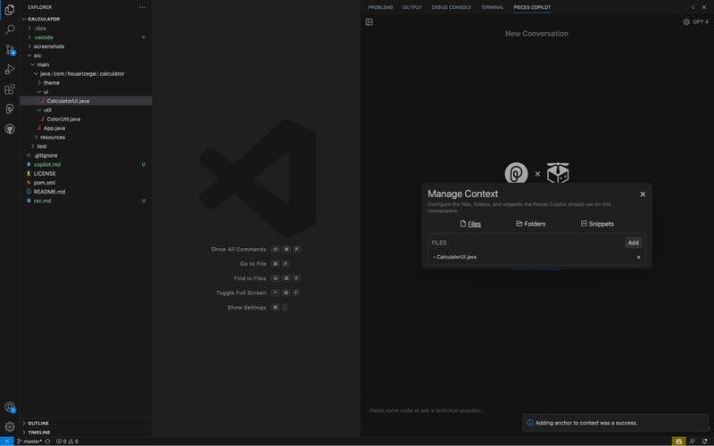 Managing the Copilot Context in Pieces for VS Code.