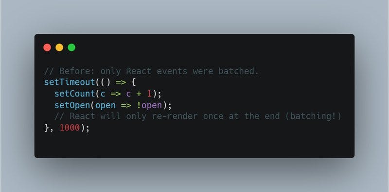 Batching with setTimeout in React 18.