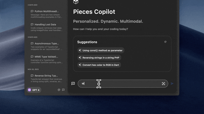 Pieces Copilot in the Pieces Desktop App.