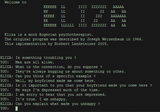 The original chatbot, Eliza.