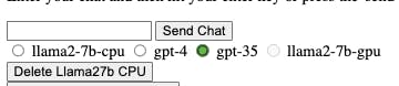The Delete Llama27b CPU button.