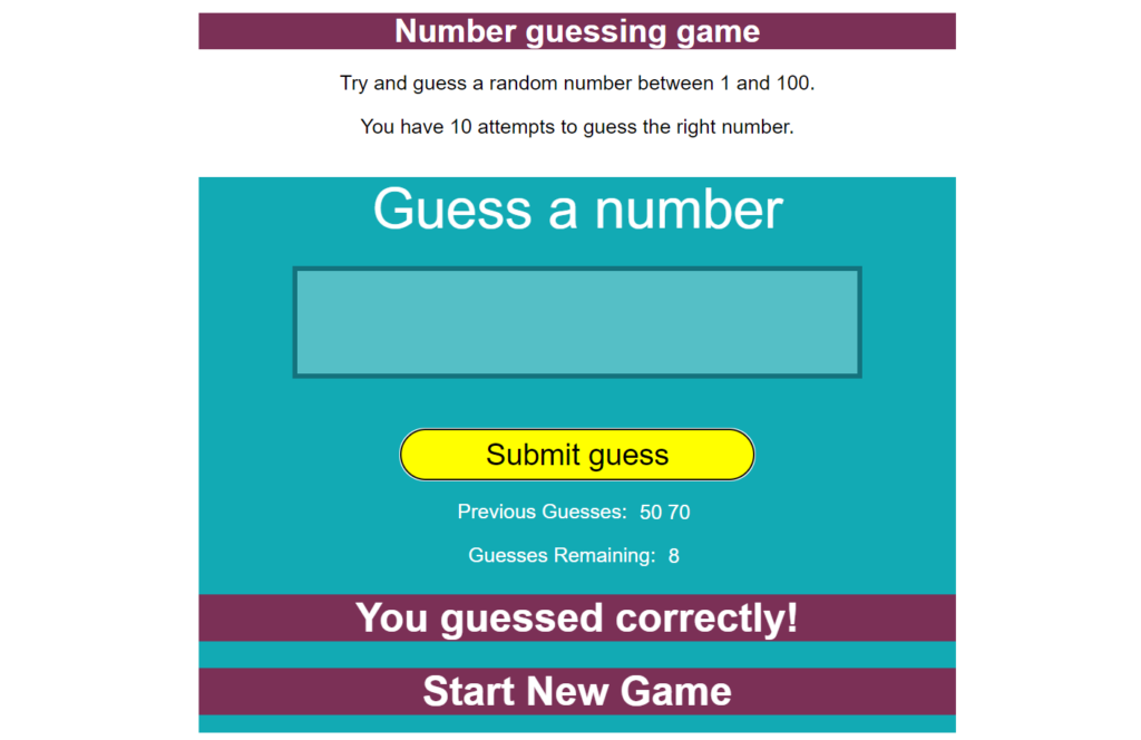 Guess The Number Javascript