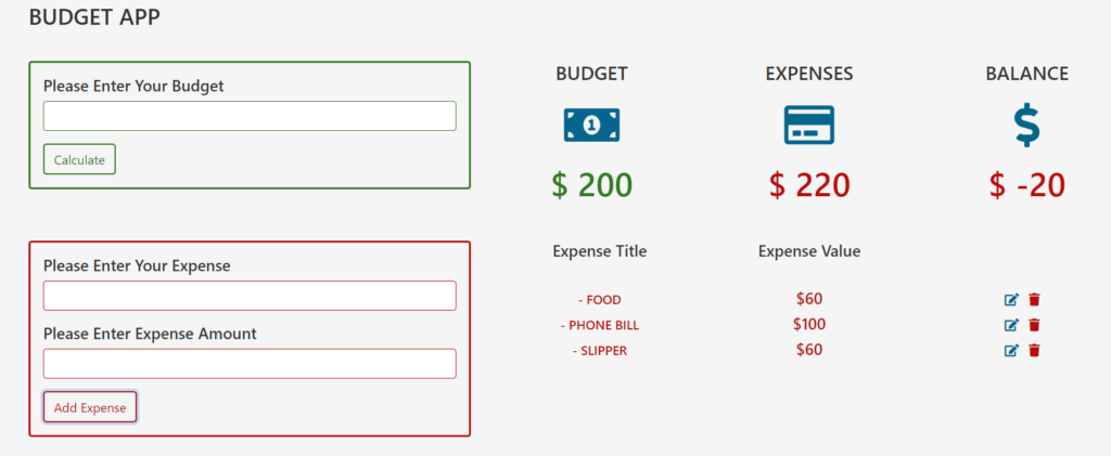 Expense Calculator Javascript