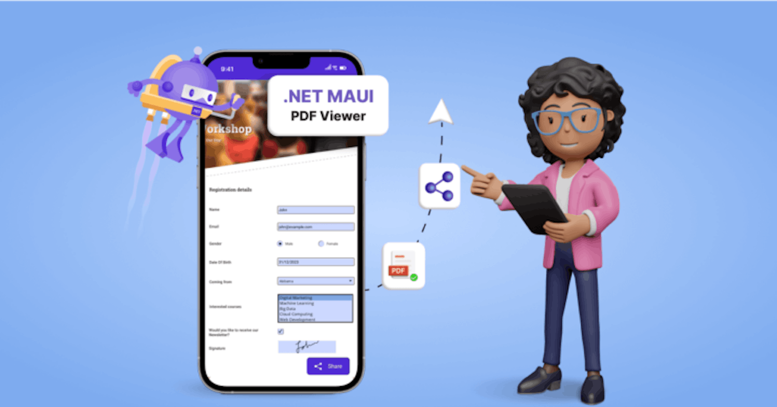 Easily Fill and Share a PDF Form using .NET MAUI PDF Viewer