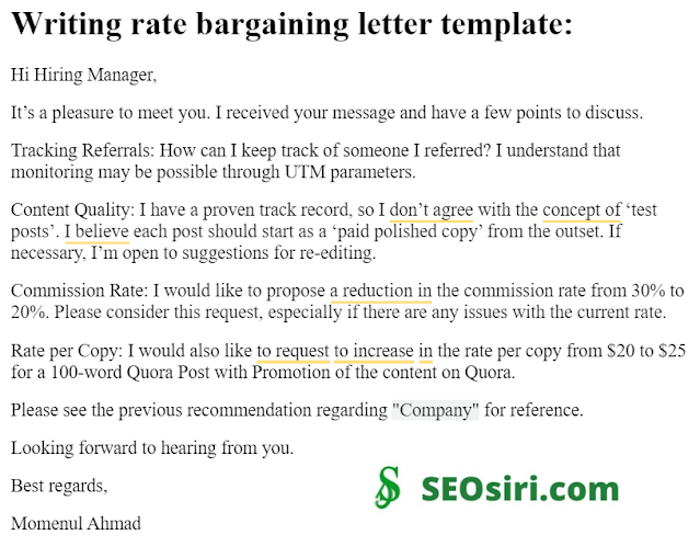 rate bargaining letter to write a 100-word social media post