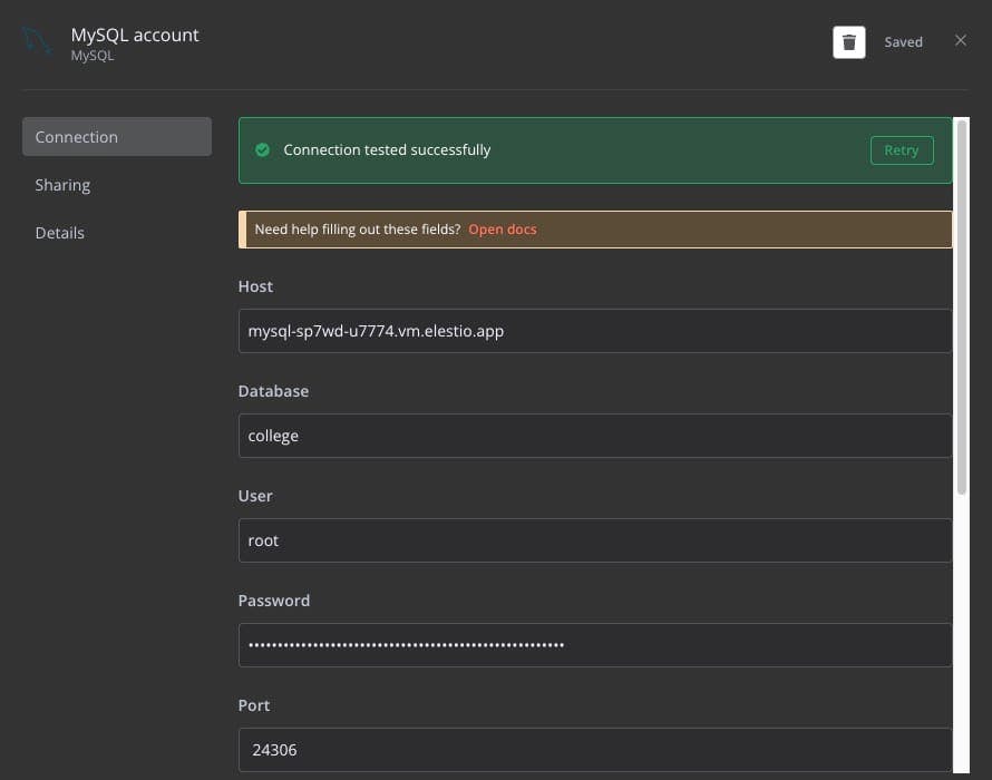 N8N: Performing SQL query on MySQL server