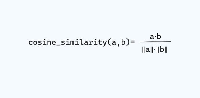 cosine_similarity(a,b) = (a*b)/(||a||*||b||).