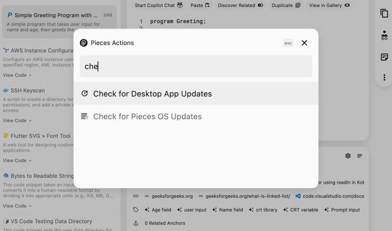 Checking for Desktop App Updates via the Power Menu.