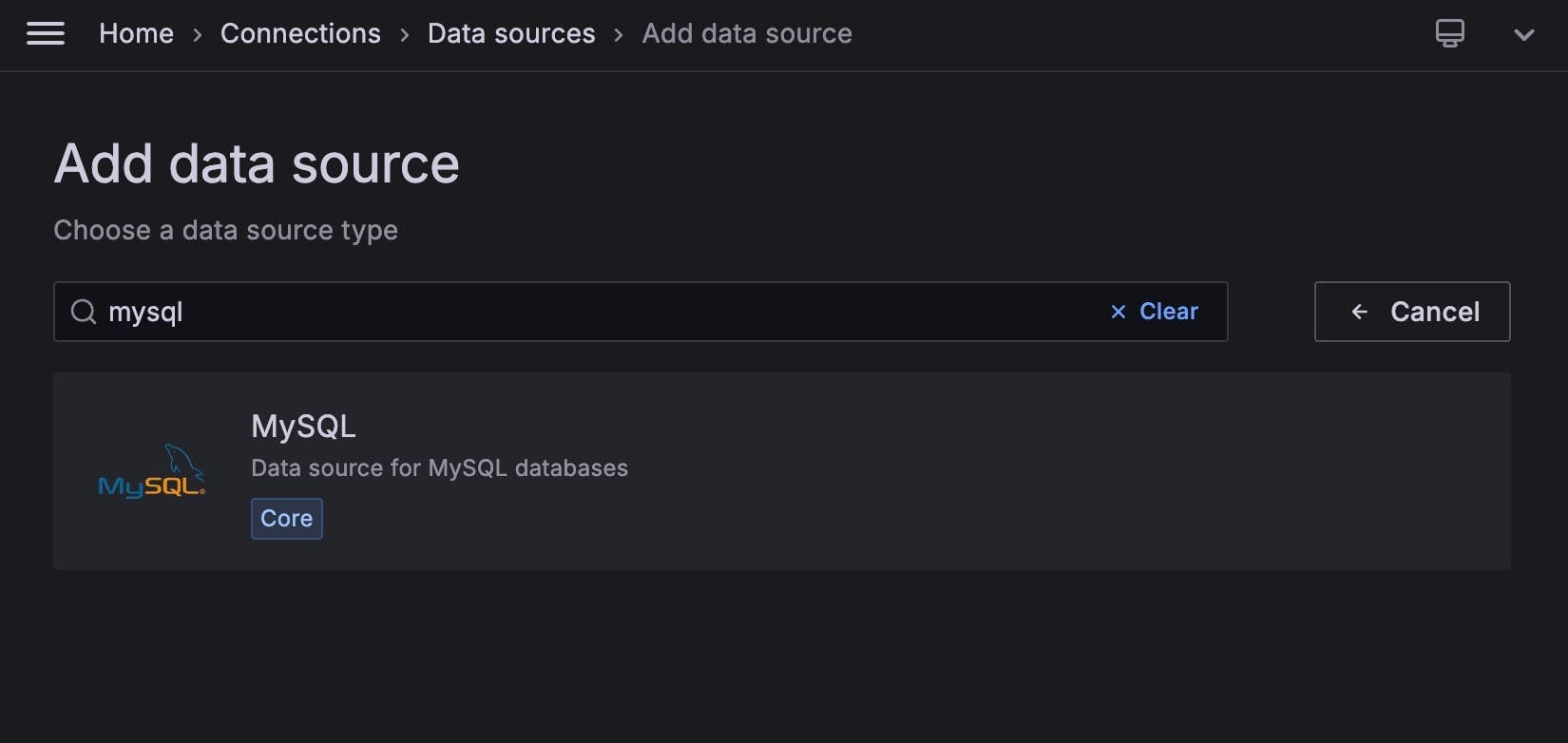 Grafana: Create MySQL Data Source