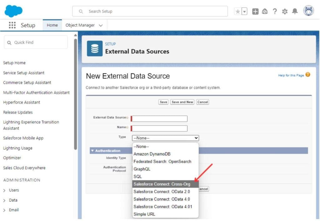 Setting Up Salesforce Connect Step 2