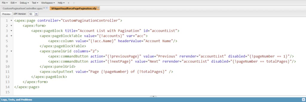 Visualforce Page markup with Pagination