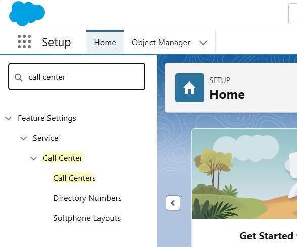 Call Center in Setup Salesforce