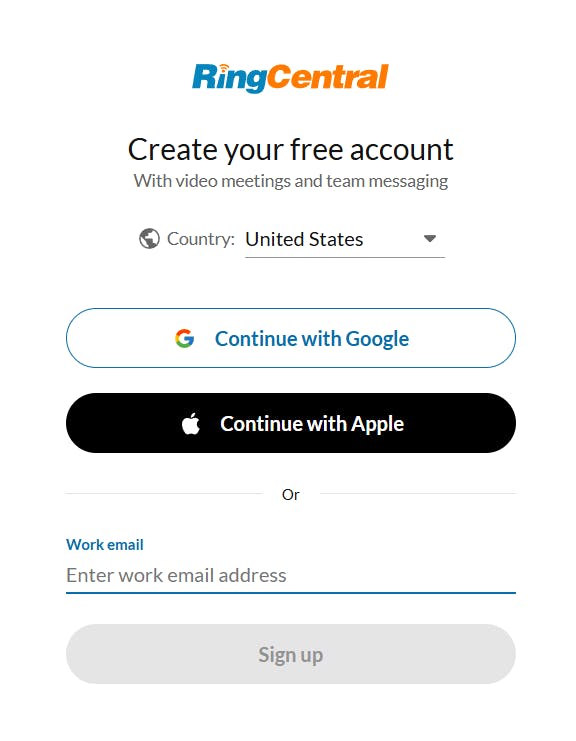 RingCentral Create Free Account