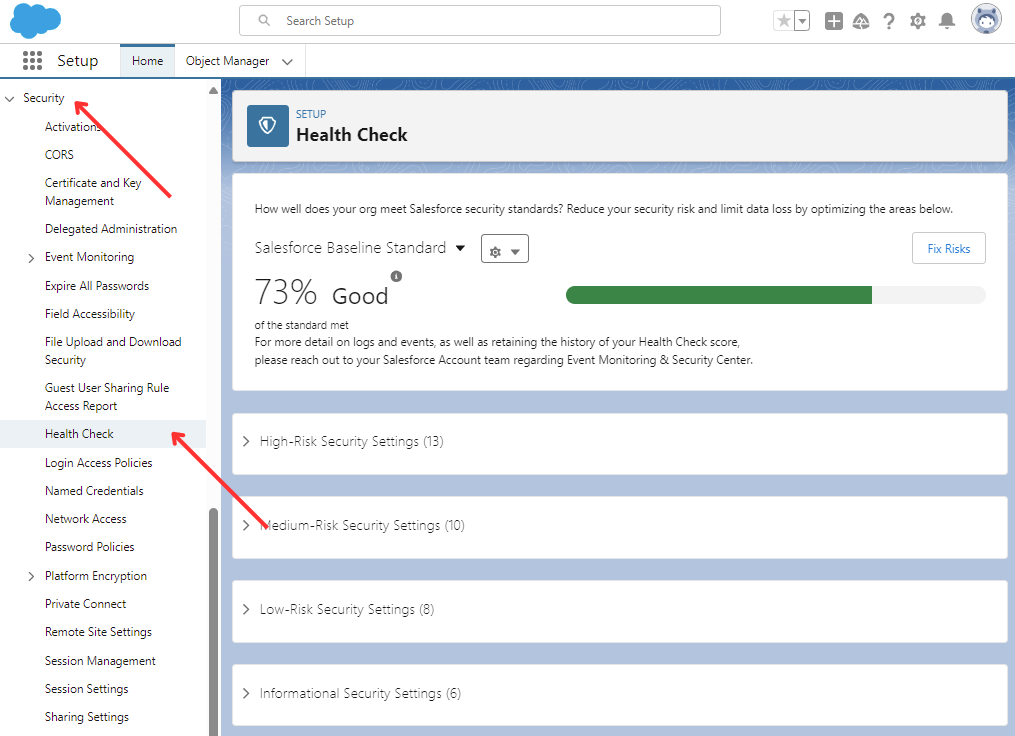 Salesforce Security Health Check Step 1