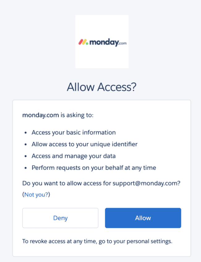 Permissions Request from Monday.com