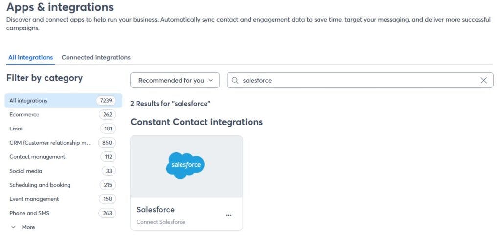 Salesforce in Constant Contact