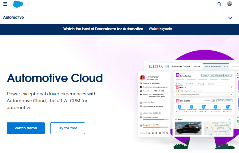 Salesforce Automotive Cloud Official Website