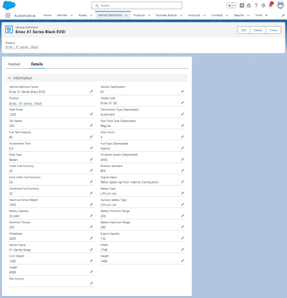 Vehicle Definitions in Salesforce Automotive Cloud