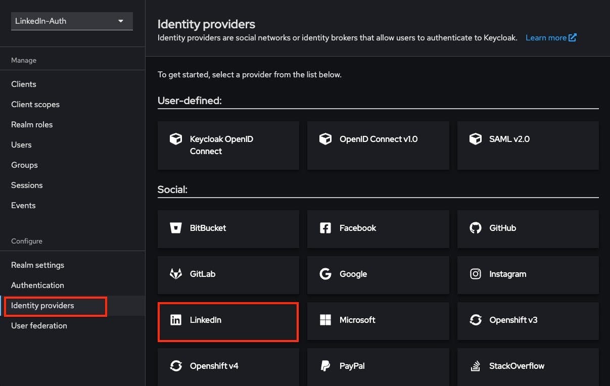 Setting up Sign in with LinkedIn using Keycloak