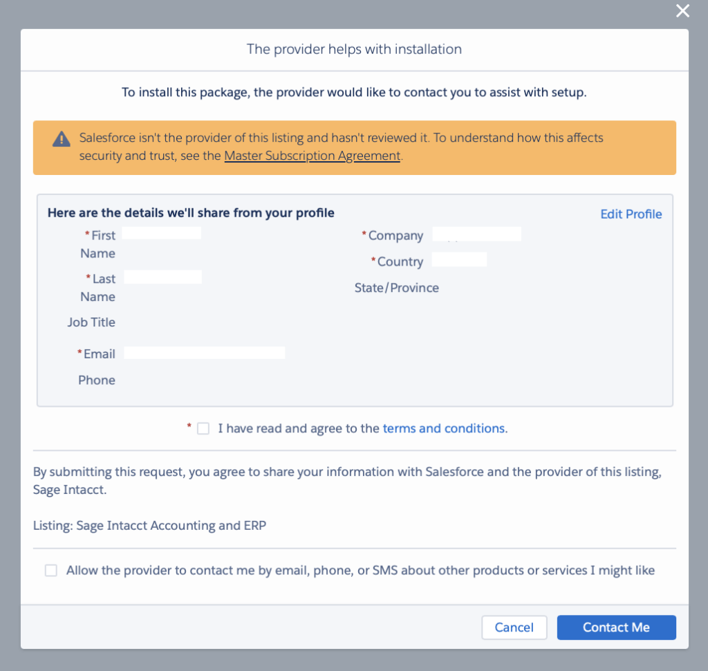 Installation of Sage Intacct