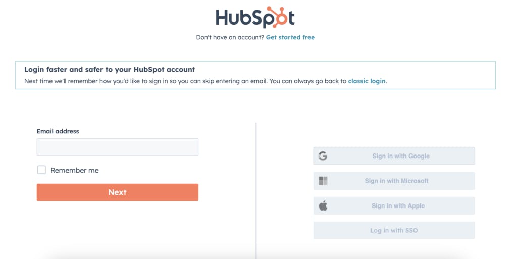 HubSpot Log In