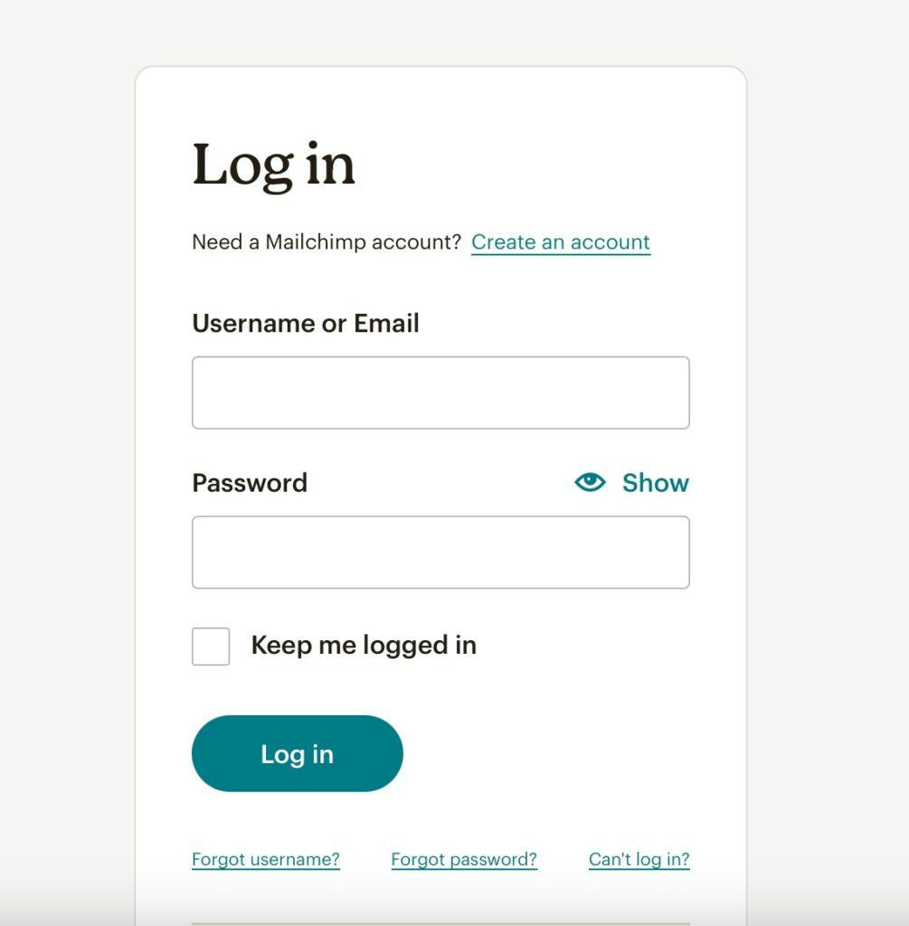 Mailchimp Log in