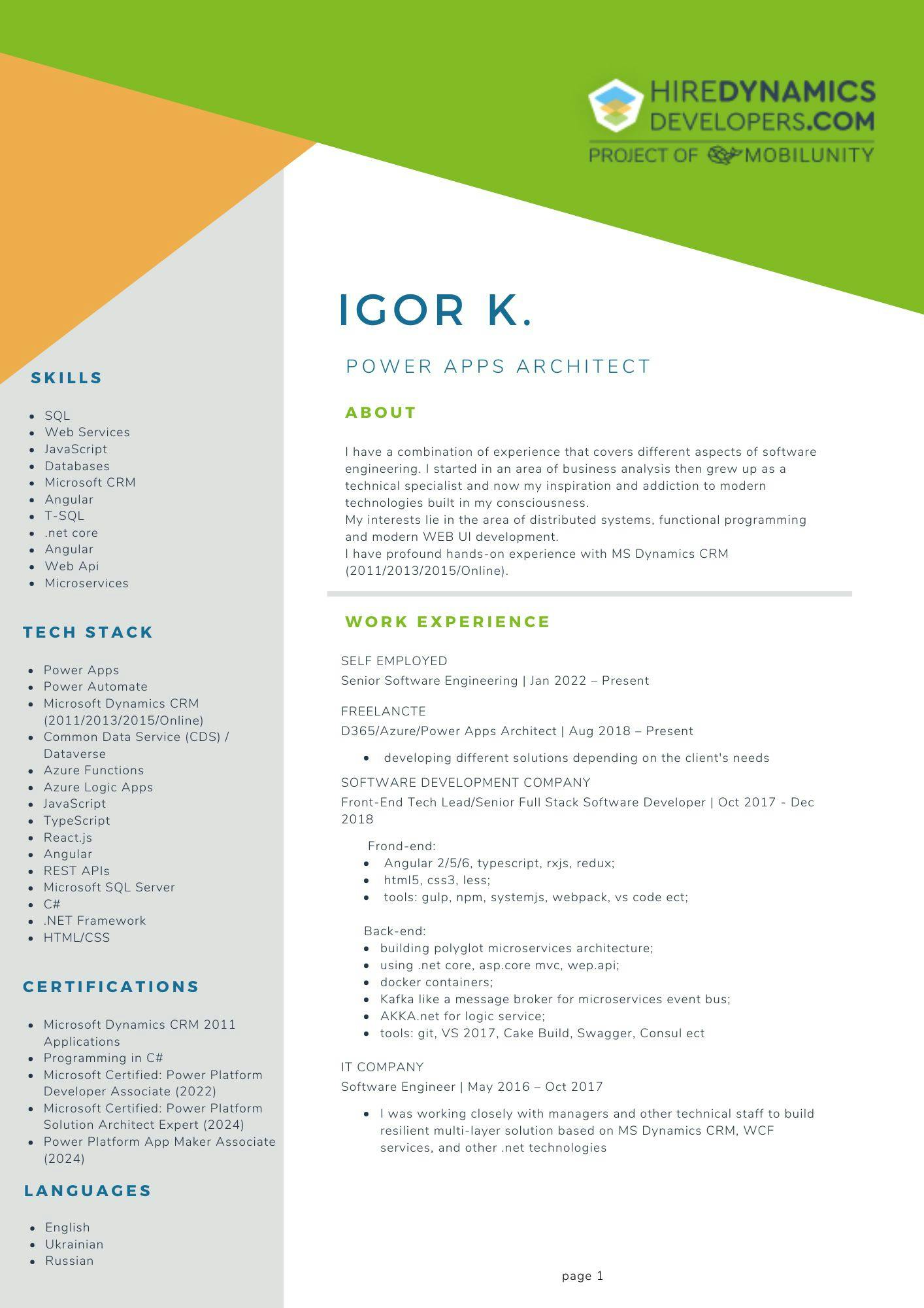 Ihor K. – Power Apps Architect