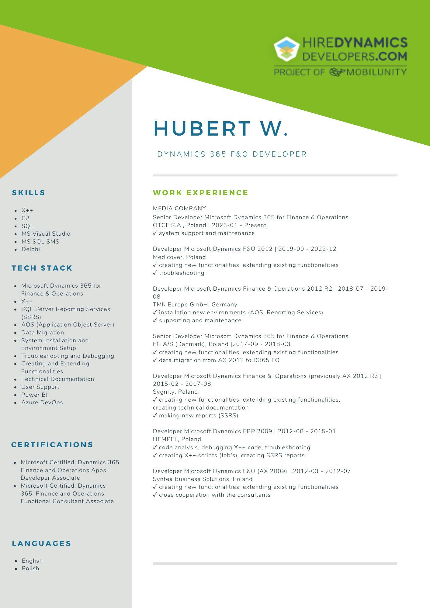 Hubert W. – Senior Developer Microsoft Dynamics AX