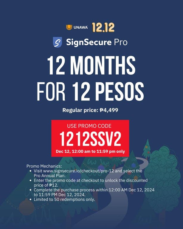 Get 12 Months of SignSecure Pro for Only PHP 12! (PR)