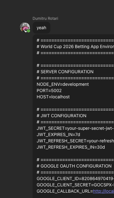 Legit looking environment being shared.