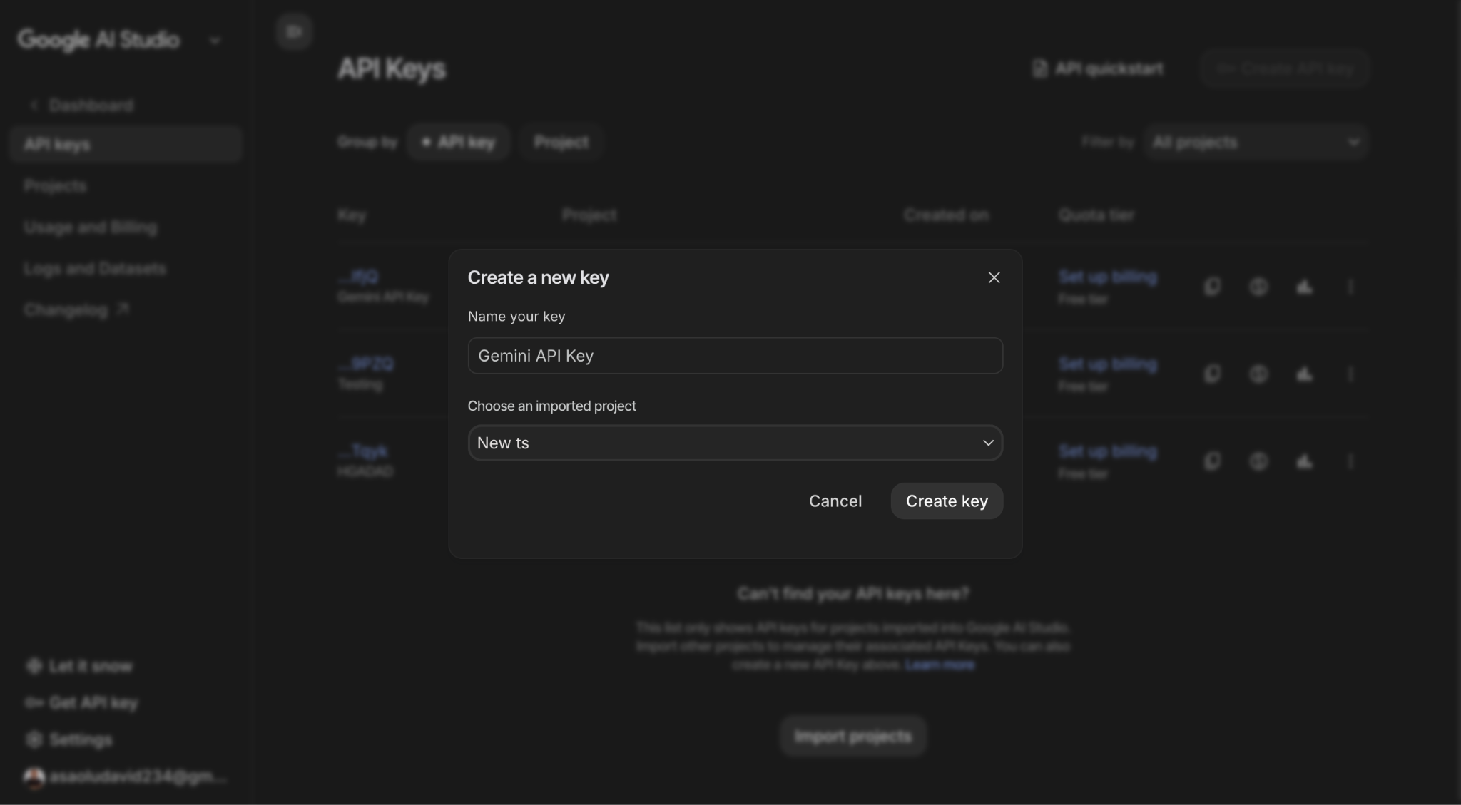 Getting your API key from Google AI Studio