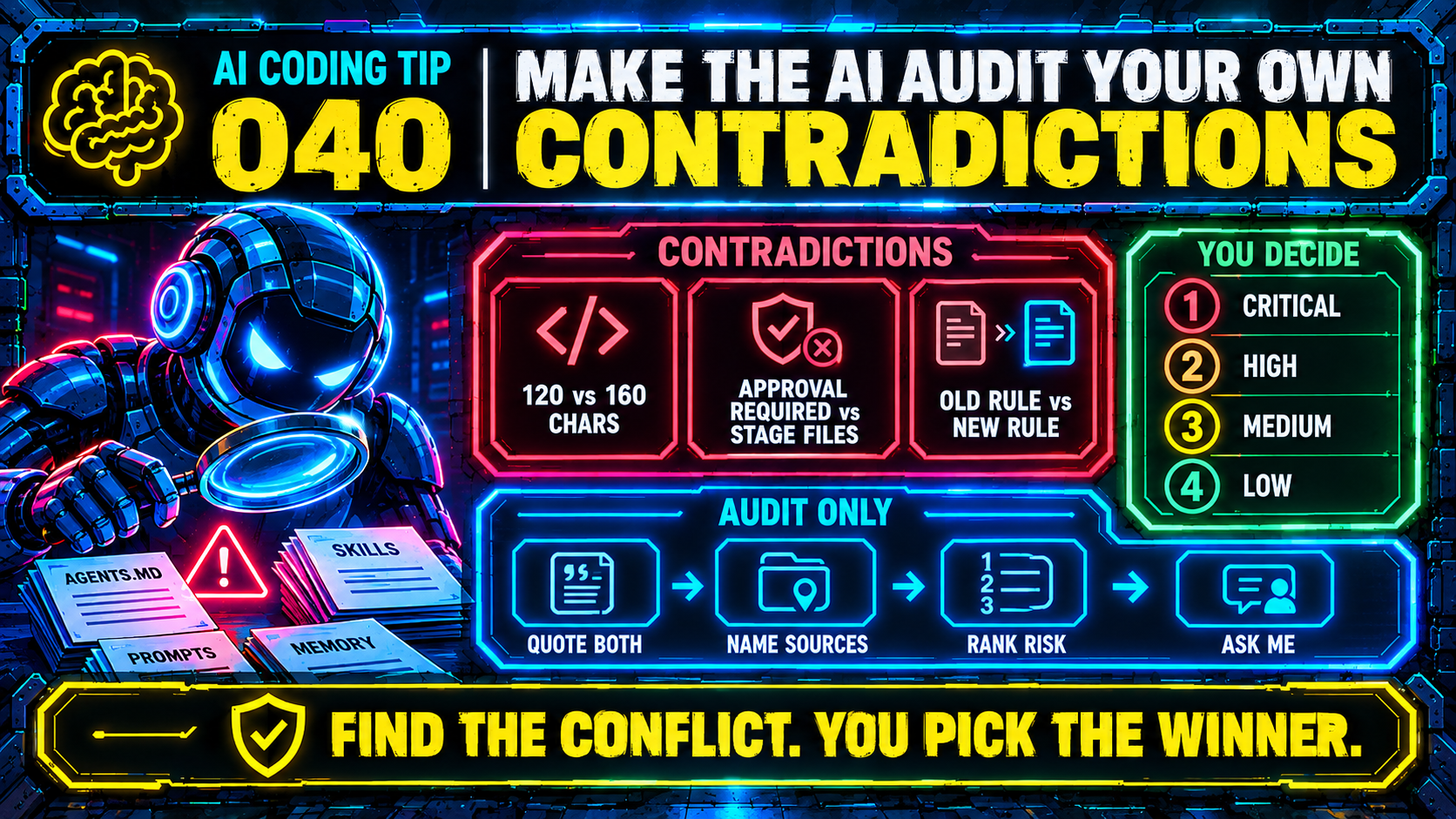 AI Coding Tip 040 - Make the AI Audit Your Own Contradictions