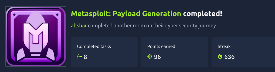Metasploit: Payload Generation (TryHackMe)