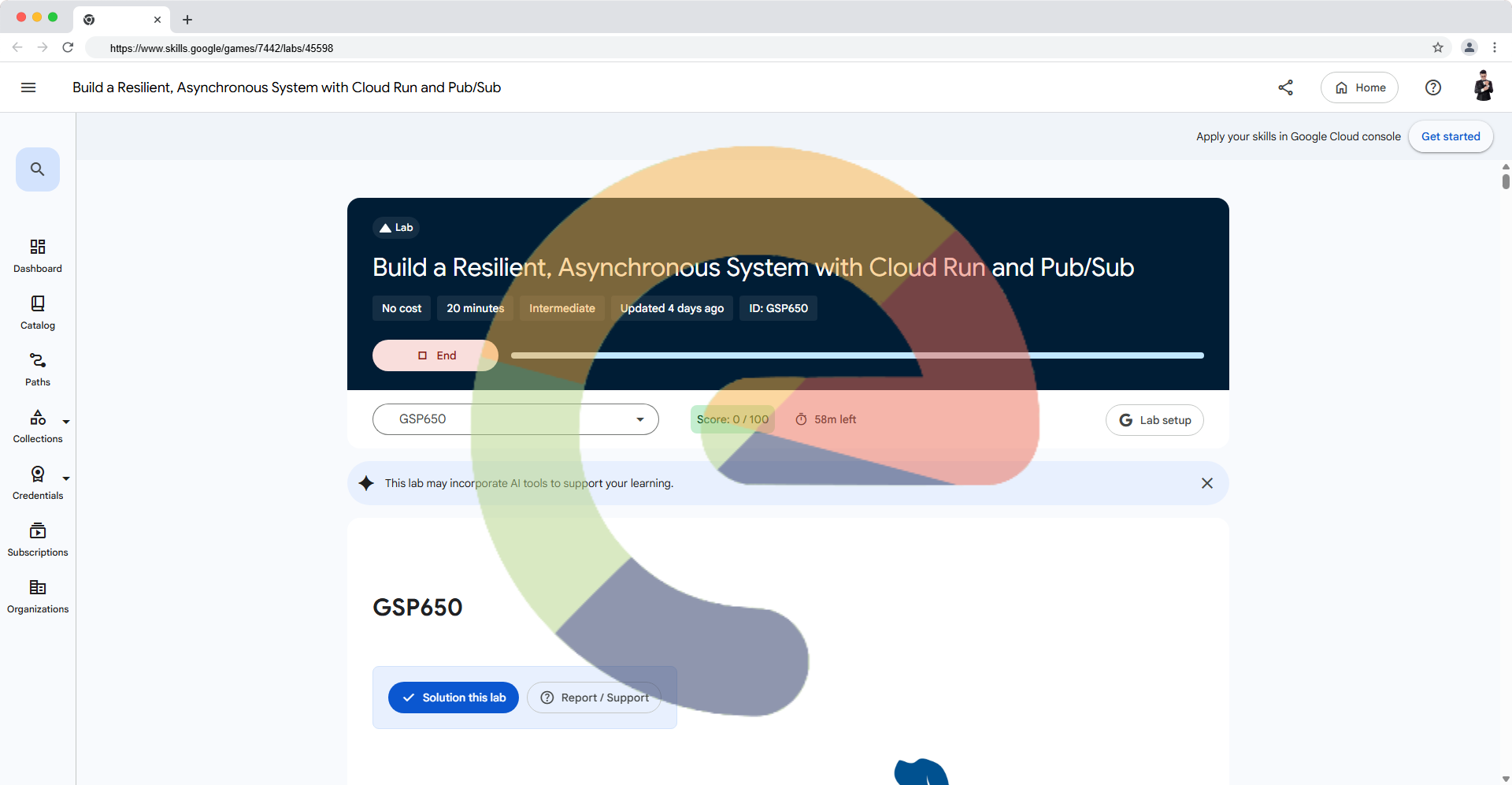 Build a Resilient, Asynchronous System with Cloud Run and Pub/Sub - GSP650