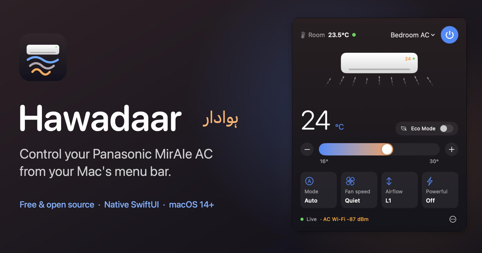 Building a Mac menu bar app for my Panasonic AC: MQTT, a Wi-Fi mystery and shipping outside the App Store