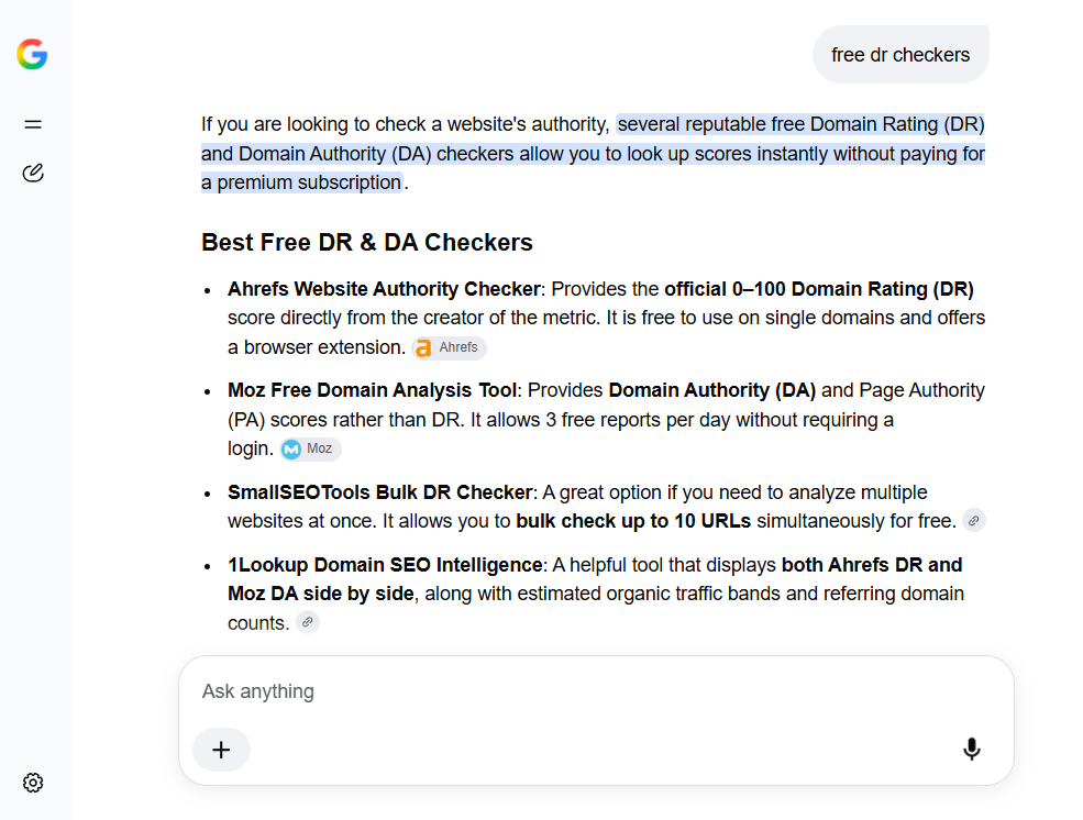 free dr checkers test for Google AI mode on Best AISO
