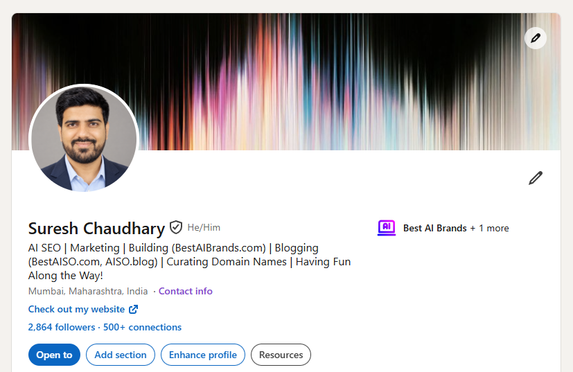Suresh Chaudhary Linkedin profile creation site on Best AISO