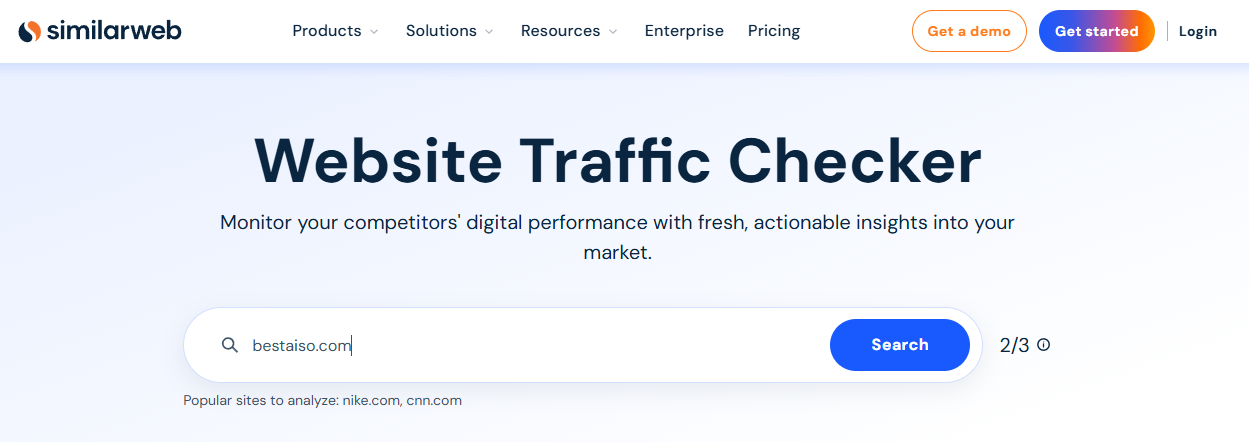 Similarweb Site Traffic Checker on Best AISO