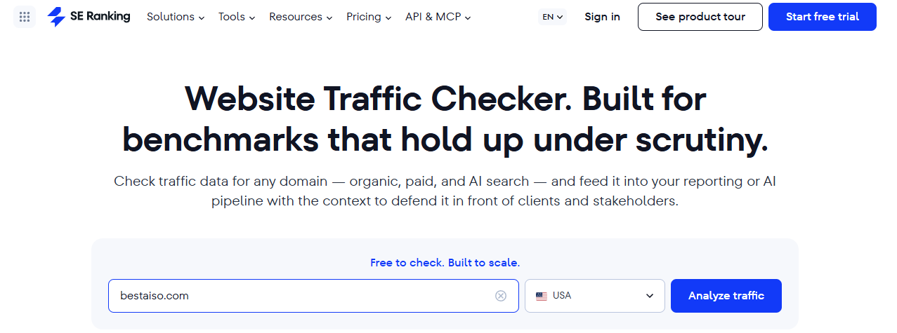 free website traffic checker by SE Ranking on Best AISO