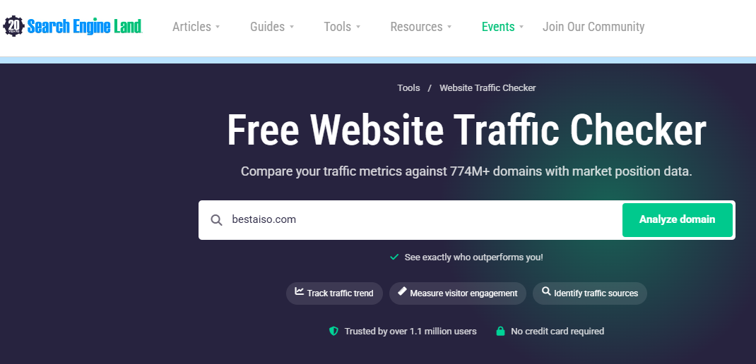 Search Engine Land Free Website Traffic Checker Tool on Best AISO