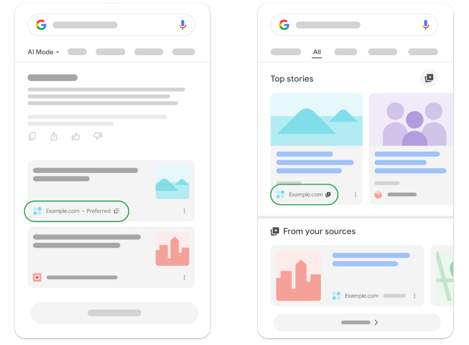 preferred sources in Google Search on Best AISO
