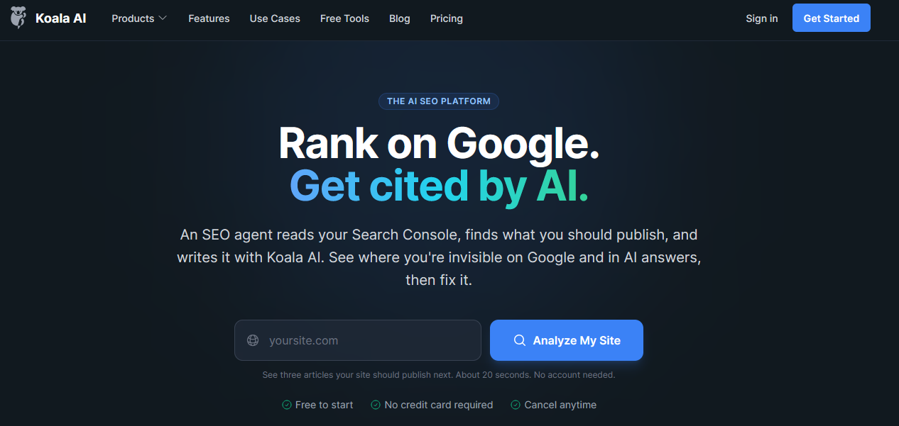 Koala AI: AI SEO Platform for Google and AI Search on Best AISO